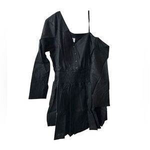 ASOS Women's Linen one shoulder midi dress black NWT